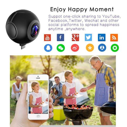  WG Mini VR Video Cameras,360 Degree Video Action Camera,Mini DVR Recorder HD Panorama Camera Sport Driving VR Camera Real Time Live Broadcast Android Smartphone,Black