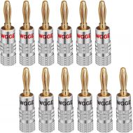 WGGE WG-009 Banana Plugs Audio Jack Connector 6 Pairs / 12 pcs, 24k Gold Dual Screw Lock Speaker Connector for Speaker Wire, Wall Plate, Home Theater, Audio/Video Receiver and Soun