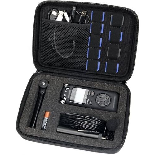  Professional Portable Recorder Case with DIY Foam Inlay for DR-05, DR-40, DR-22L, DR-100MKll, DR-1, Mini Tripod, Adapter, Mic Pop Windscreen, Smart Accessory Padding Solution for SD Cards, cabl