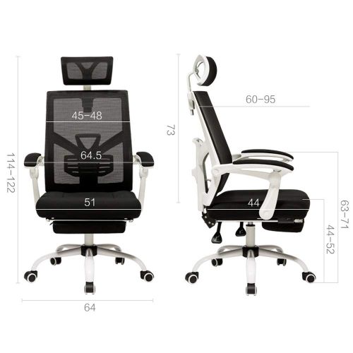  WH-office chair Office Computer Chair, Ergonomic Swivel Chair Foldable Pull-Out Mat Active Headrest Office Chair, Home Reclining Chair (Color : A)