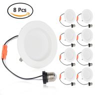 (8 Pack) WHD Energy 4 Inch Smooth Recessed Retrofit Kit Dimmable LED Light, 9W(65W Replacement), 5000K Daylight, CRI90, 675 Lumes, LED Trim, Energy Star LED Ceiling Light