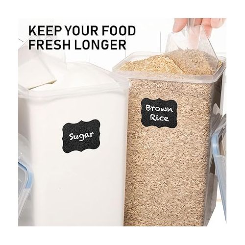  XXL 7 qt / 6.5 L / 220 Oz Food Storage Airtight Pantry Containers [Set of 2] WIDE & DEEP + FREE 2 Measuring Cup + ideal for Sugar, Flour - Clear Plastic - Leakproof - BPA Free - Clear