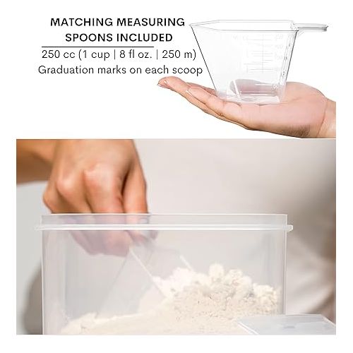  XXL 6.5L / 250 Oz x 2 & XL 5.2L / 175 Oz x 2 - WIDE & DEEP Food Storage Airtight Containers [Set of 4] + Free 4 Measuring Cups + Labels - Ideal for Sugar, Flour Leakproof BPA Free Clear Plastic