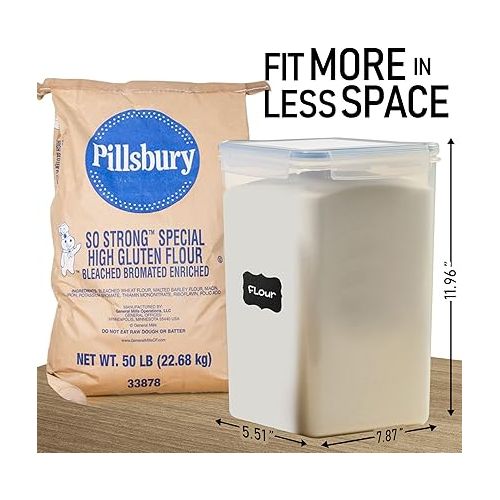  WHITE FEATHER SUPPLIES Extra Large Food Storage Containers with Airtight Lids, Set of 2 (8.5L / 287 Oz) MAXIMIZE Storage Space for Flour Sugar Rice Baking Supply