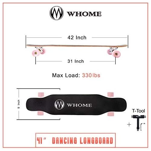  WHOME PRO Dancing Longboards Complete for Adults and Beginners - 42 Inch Dancing Longboard Skateboards for Dancing Cruising Carving Freestyle 8 Layers Alpine Hard Rock Maple Deck I