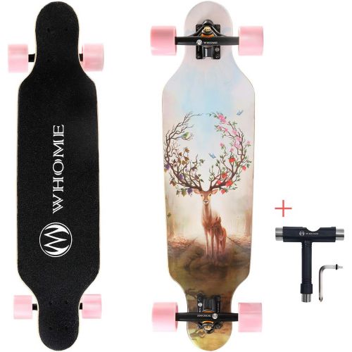  WHOME Longboards Skateboard - 31 Pro Small Longboard Carving Cruising Skateboard - for Adult Youth Kid Beginner Girl and Boy T-Tool Included