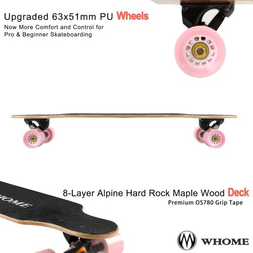  WHOME Longboards Skateboard - 31 Pro Small Longboard Carving Cruising Skateboard - for Adult Youth Kid Beginner Girl and Boy T-Tool Included