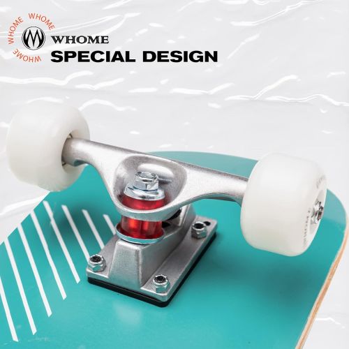  WHOME Pro Skateboard Complete for Adult Youth Kid and Beginner - 31 Double Kick Concave Street Skateboard 8 Layer Alpine Hard Rock Maple Deck ABEC-9 Bearings Includes T-Tool