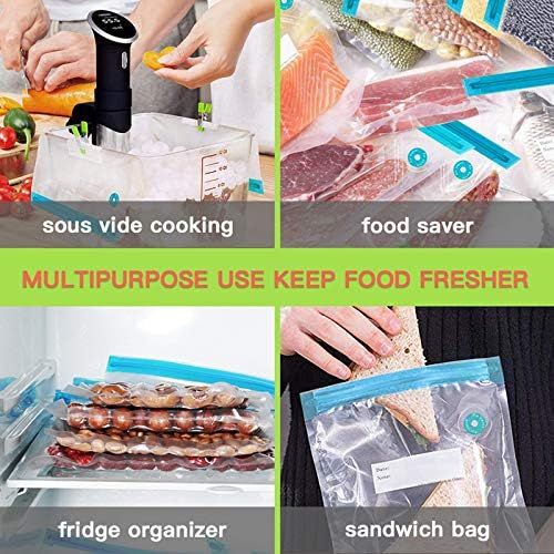  WHX Sous Vide Bags Kit for Joule and Anva  30 Reusable Vacuum Food Storage Bags with Electric Pump, 2 Sealing Clips and 6 Sous Vide Clips  Ideal for Sous Vide Cooking & Food Freezer