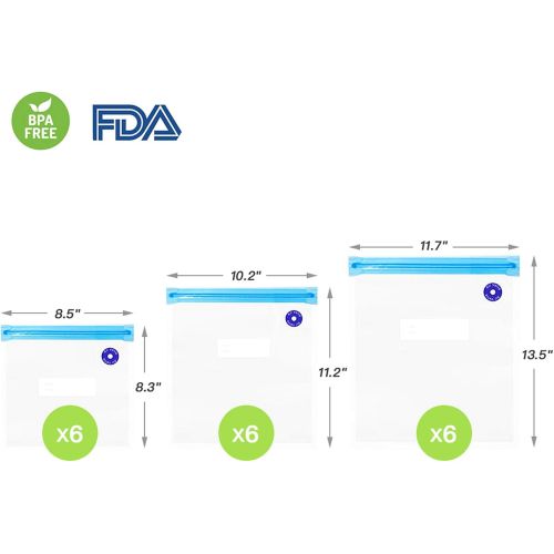  [아마존베스트]WHX Reusable Sous Vide Bags - 18 Vacuum Zipper Bags for Food Storage & Sous Vide Cooking