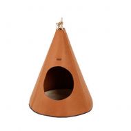 WHZWH Portable Indoor Dog House,Cute Dog Tent Bed Can be Folded Solid Wood Bracket Abdomen Non-Slip Waterproof Lamb mat can be Removed,Brown