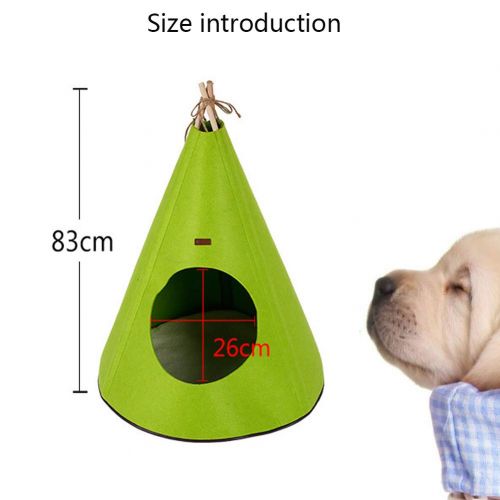  WHZWH Portable Indoor Dog House,Cute Dog Tent Bed Can be Folded Solid Wood Bracket Abdomen Non-Slip Waterproof Lamb mat can be Removed,Brown