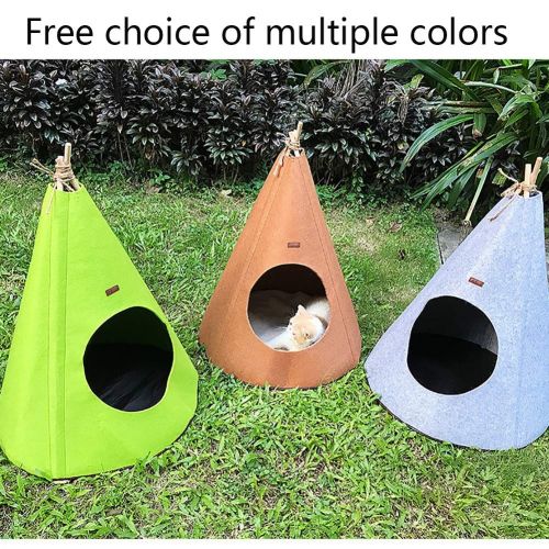  WHZWH Portable Indoor Dog House,Cute Dog Tent Bed Can be Folded Solid Wood Bracket Abdomen Non-Slip Waterproof Lamb mat can be Removed,Brown