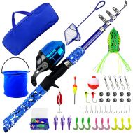WIDDEN Kids Fishing Pole, Portable Telescopic Kids Fishing Poles for Boys and Girls, Fishing Rod and Reel Combo Kit with Tackle Box, and Fishing Net, Best Fishing Pole for Toddler