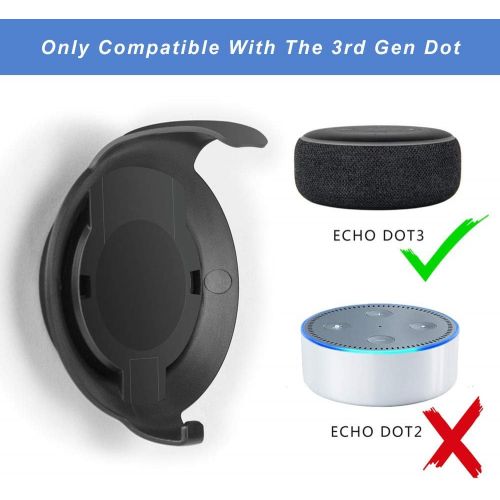  WIDEPLORE Echo Dot Wall Mount Holder for 3rd Generation, Built-in Cable Management Space-Saving Accessories for Dot(3rd Gen) Smart Speakers, with Sticking Tape and Drill Nail-Black