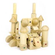 WIDU Architectural Magnetic Wood Blocks, 56 Piece Classroom Play Set in Wooden Keepsake Case