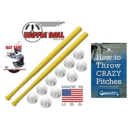  [아마존베스트]Wiffle Ball and Bat Combo Set, 10 Balls Baseballs, 2 Bats, 1 Roll Bat Tape