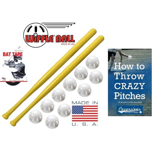  [아마존베스트]Wiffle Ball and Bat Combo Set, 10 Balls Baseballs, 2 Bats, 1 Roll Bat Tape