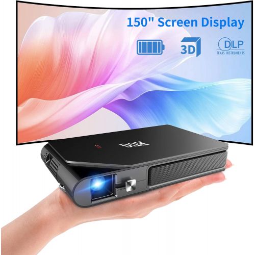  WIKISH Wifi Projector Portable,Mini Pocket Projector with 8400mAh Battery Support 3D Movie Airplay HDMI USB for Home Theater Fire TV DVD PS4 Laptop