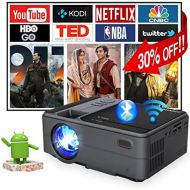 WIKISH Mini LCD Movie Projector, Wireless HD Outdoor Projector 1080P Supported, Smart Bluetooth Android Projector with Airplay Phone Mirroring & Digital Zoom for TV Stick,Video Games,DVD,