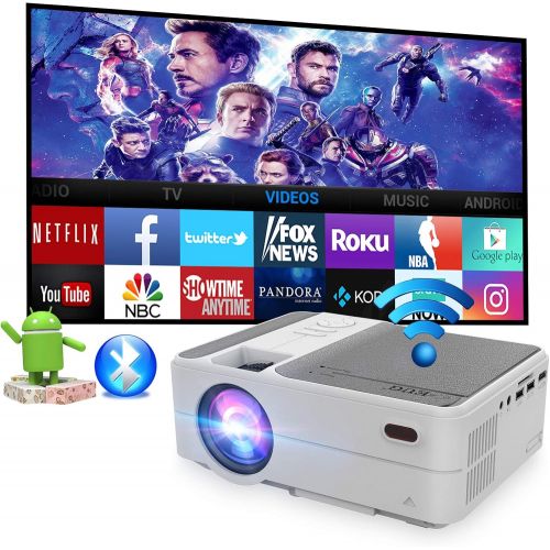  WIKISH Smart Mini Wifi Bluetooth Projector Wireless Full HD 1080P Support Projector Screen Mirroring Zoom 4D Keystone for Phone Laptop Ps4 Usb Tv Box