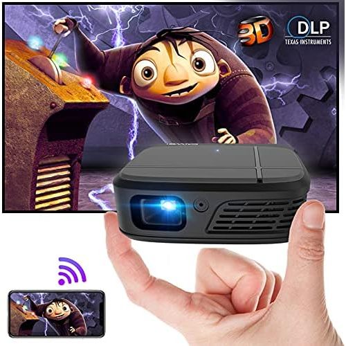  WIKISH Mini Portable Projector Wireless Wifi Airplay Smart Phone,Pocket Dlp 3D Movie 5200mAh Battery Video Projector Support Pc Av Hdmi Usb Stick Ps4