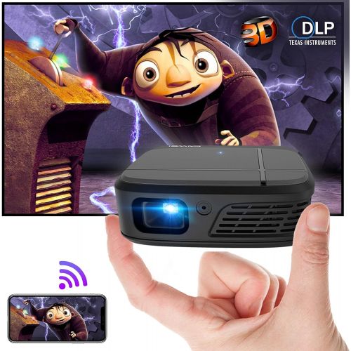  WIKISH Mini Portable Projector Wireless Wifi Airplay Smart Phone,Pocket Dlp 3D Movie 5200mAh Battery Video Projector Support Pc Av Hdmi Usb Stick Ps4