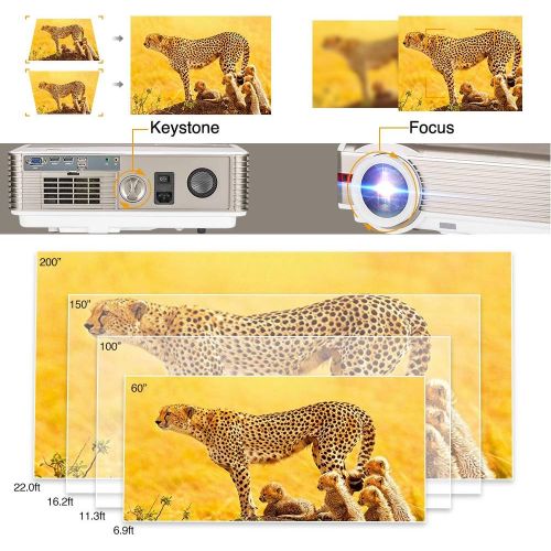  WIKISH 7200 Lumen WiFi Bluetooth Projector Upgrade Full HD 1080P Home Theater Projector Support 4D Keystone&Zoom, Wireless LCD LED Outdoor Movie Screen Mirroring for iOS/Android Phone/PS5