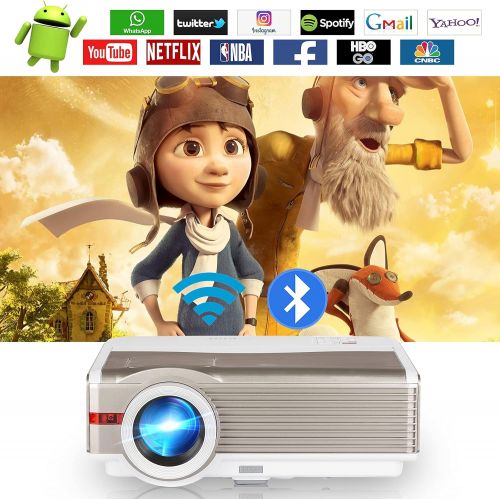  WIKISH 7200 Lumen WiFi Bluetooth Projector Upgrade Full HD 1080P Home Theater Projector Support 4D Keystone&Zoom, Wireless LCD LED Outdoor Movie Screen Mirroring for iOS/Android Phone/PS5