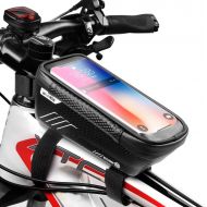 WILD MAN Bike Phone Mount Bag, Cycling Waterproof Front Frame Top Tube Handlebar Bag with Touch Screen Holder Case for iPhone Android Cellphones 6.5”, Bike Accessories for Adult Bi