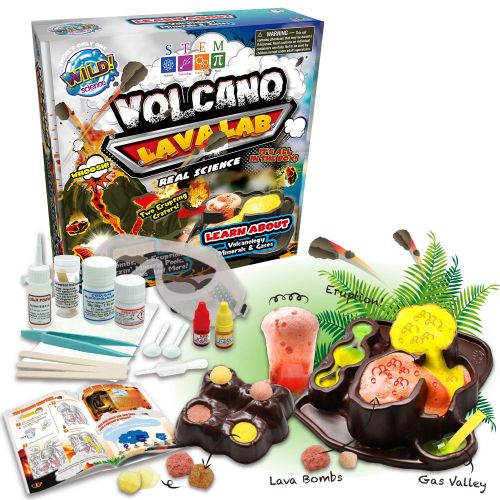  WILD! Science - WS/65L Volcano Lava Lab - Science Kits for Kids - STEM - Erupting Volcano Experiment, Multicolor