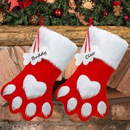 WILLBOND 2 Pieces Christmas Pet Paw Stocking Dog Cat Stocking Large Fireplace Hanging Stocking Pet Personalized Christmas Stocking for Fireplace Christmas Hanging Decoration