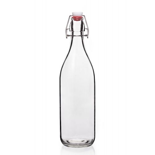  WILLDAN Giara Glass Bottle with Stopper Caps, Set of 4-33.75 Oz Swing Top Glass Bottles for Beverages, Oils, Kombucha, Kefir, Vinegar, Leak Proof Caps & Airtight Lids