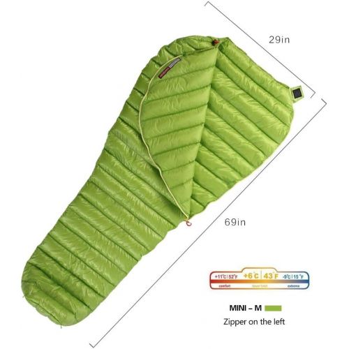  WIND HARD Goose Down Sleeping Bag Ultralight Mummy Bag with Lightweight Compression Sack 800 Fill Power 11 Degree 52F