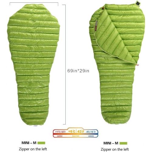  WIND HARD Goose Down Sleeping Bag Ultralight Mummy Bag with Lightweight Compression Sack 800 Fill Power 11 Degree 52F