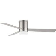 WINGBO 52 Flush Mount Modern Ceiling Fan with Light and Remote Control, Hugger Ceiling Fan Brushed Nickel, 3 Reversible Blades, Low Profile LED Ceiling Fan for Living Room Kitchen