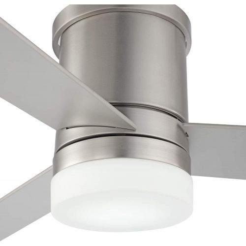  WINGBO 52 Flush Mount Modern Ceiling Fan with Light and Remote Control, Hugger Ceiling Fan Brushed Nickel, 3 Reversible Blades, Low Profile LED Ceiling Fan for Living Room Kitchen