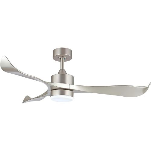  WINGBO 52’’ Modern Ceiling Fan with Lights and Remote, Brushed Nickel Ceiling Fan, 3 Curved Blades, Noiseless Reversible Motor, Indoor LED Ceiling Fan for Kitchen Bedroom Living Ro