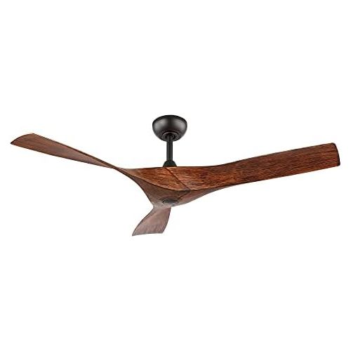  WINGBO 52 DC Ceiling Fan without Lights, Walnut Bronze Ceiling fan with Remote, 3 Curved ABS Blades, Noiseless Reversible DC Motor, Modern Ceiling Fan for Kitchen Bedroom Living Ro