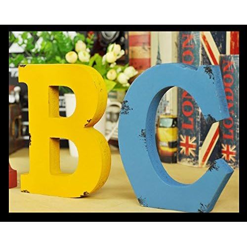  WINGONEER Multi-Color Wood Alphabet Letter Sign Name Kids Room Wedding Nursery Decoration - &_Red