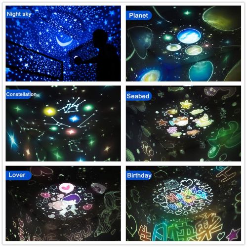  WINICE Prolight Remote Control Seabed Starry Sky Rotating LED Projector Night Light Table Lamp for Children Kids Baby Bedroom (Blue)