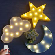 WINICE Cute Multicolor LED Night Light for Animals Clouds Stars Moon, Remote Control and Timer Setting Night Lamp for Children Kids Babys Bedroom (Cloud Moon Star kit)