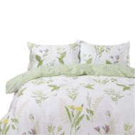 WINLIFE Shabby Floral Print Duvet Cover Yellow Flowers Bedding Matched 2 Pillow Shams (Floral Queen)