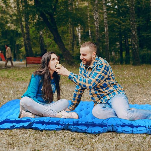  WINNER Camping Sleeping Pad for 2 Person - Inflatable Sleeping Pad, Ultralight Sleeping Mat Come with Connect Buckles, Ultralight Air Sleeping Pad, Folding Camping Mat for Outdoor Backpac