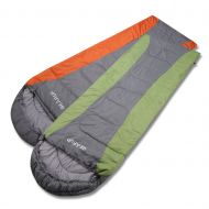 WINNER GEARUP Ultralight 50F Double Sleeping Bags For Spring Summer Camping Hiking With Stuff Sack Teen Sleeping bag For Boys Girls Orange Left Zip And Green Right Zip