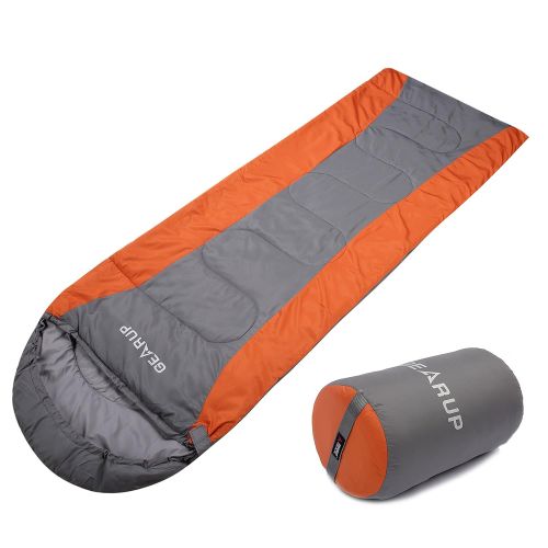  WINNER GEARUP Ultralight 50F Double Sleeping Bags For Spring Summer Camping Hiking With Stuff Sack Teen Sleeping bag For Boys Girls Orange Left Zip And Green Right Zip