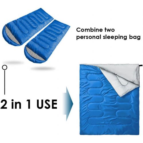  WINNER OUTFITTERS Winner Double Sleeping Bag with Compression Sack,Mummy Hood with Zipper Its Portable and Lightweight for 3-4 Season Camping, Hiking, Traveling, Backpacking and Outdoor Activities