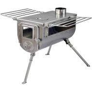 WINNERWELL Woodlander Double-View Large Tent Stove Portable Wood Burning Tent Stove for Tents, Shelters, and Camping 1500 Cubic Inch Firebox Stainless Steel Construction Includes C