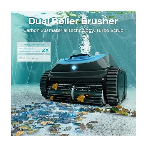  (2024 Upgrade) WINNY POOL CLEANER Pool Vacuum for Inground Pools, Cordless Robotic Pool Cleaner, Wall and Waterline Cleaning, Intelligent Route Planning, 150 min Runtime, for Pools up to 1,600 Sq.ft