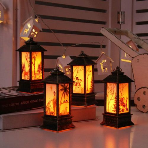  WINOMO 2pcs Christmas Lantern Decorative LED Snowman Lantern Light Up Christmas Table Lamp Xmas Bubble Night Light Fireplace Desktop Centerpiece Ornament Yard Garden Hanging Decora